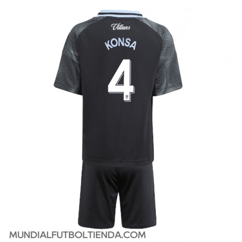 Camiseta Aston Villa Ezri Konsa #4 Segunda Equipación Replica 2025-26 para niños mangas cortas (+ Pantalones cortos)